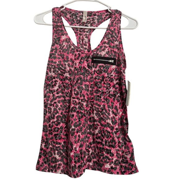 Pink & Black Leopard Print Racerback Tank Top With Zipper Accent By Loveappella - Picture 1 of 7
